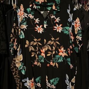 No Boundaries Black Floral Button Up Shirt